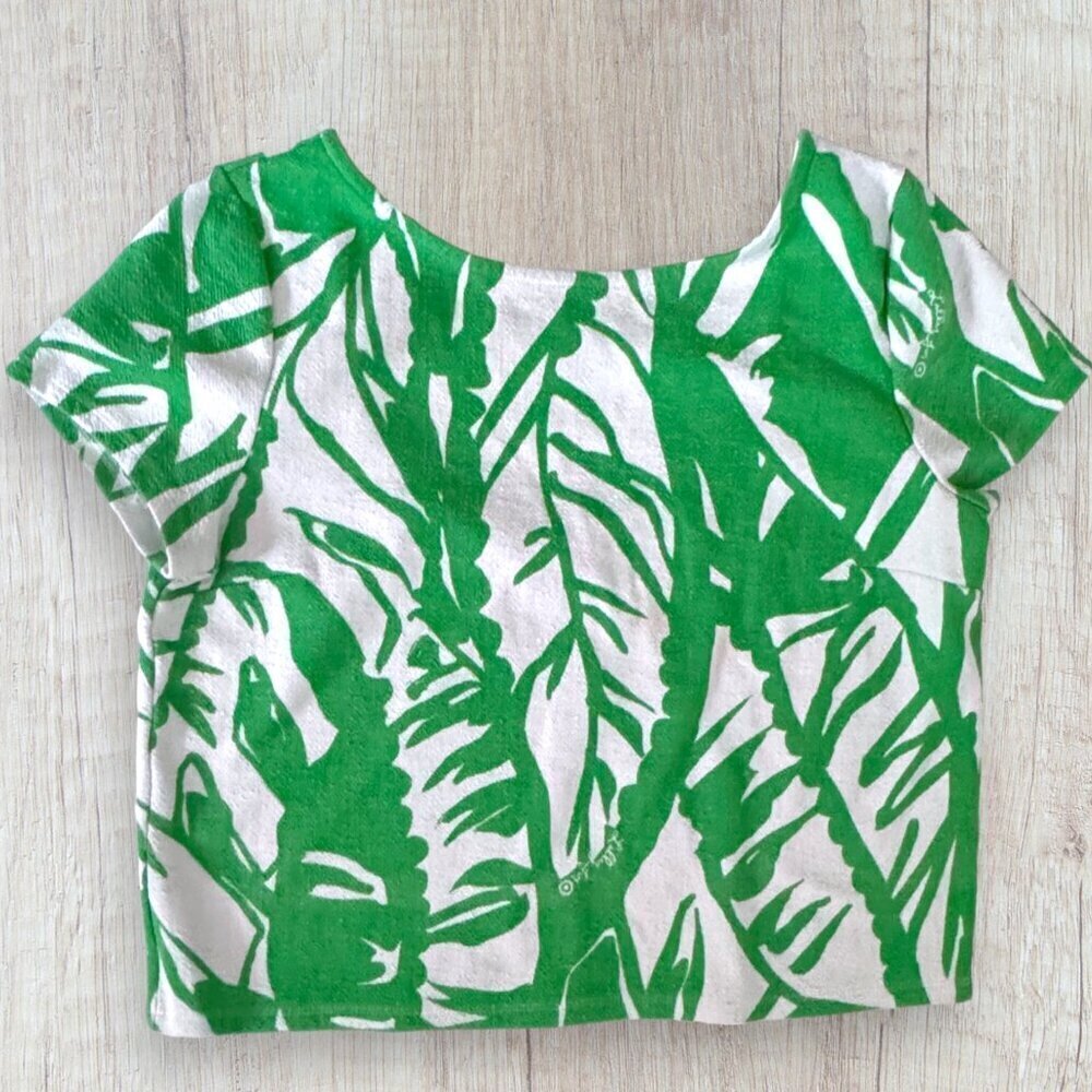 LILLY PULITZER TARGET Boom Boom Crop Top Knit Resort Holiday Green Leaf Print
